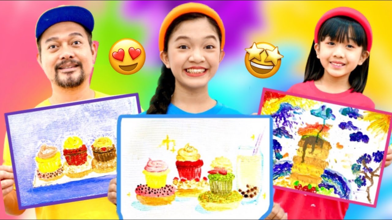 DRAW AND EAT CHALLENGE KAYCEE & RACHEL in WONDERLAND FAMILY YouTube