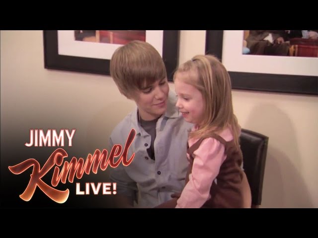 Jimmy Surprises Bieber Fan class=