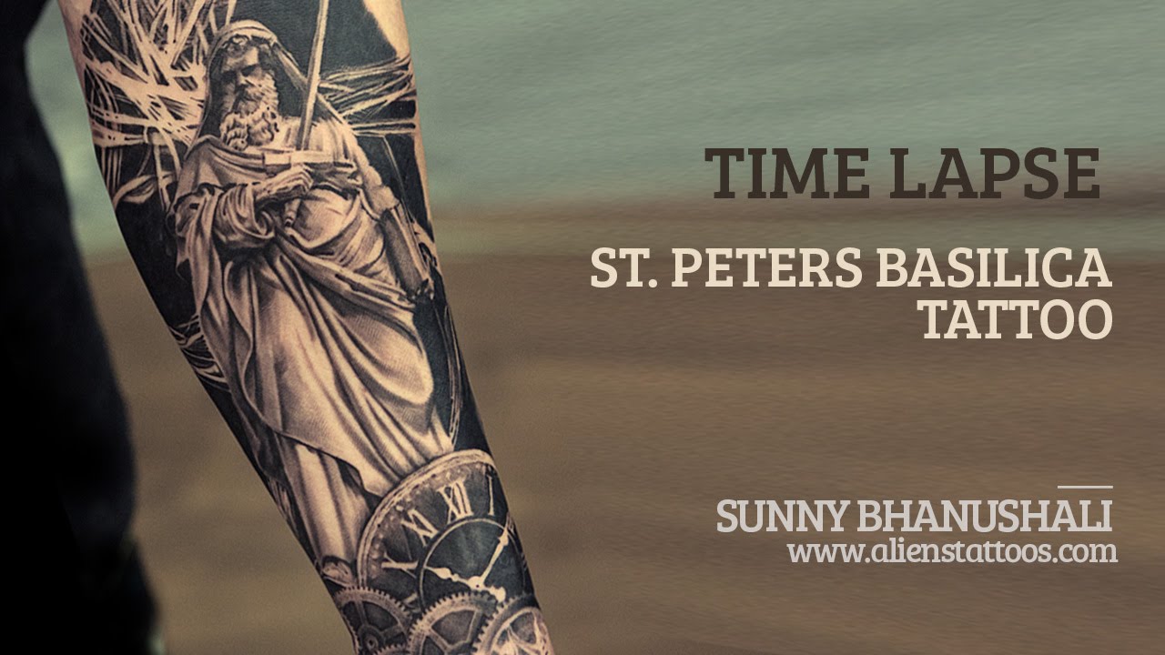 Saint Peter and Paul Cathedral outer full sleeve arm tattoo black and grey  realism London