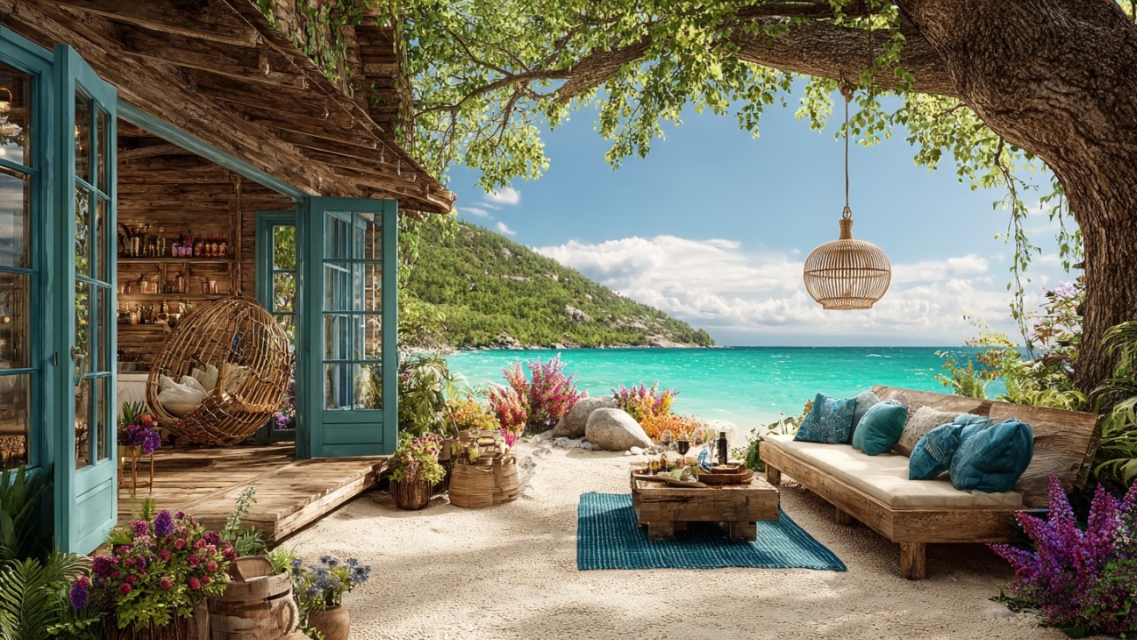 Turquoise Cove Retreat 🌞 Ocean Waves & Soft Birds for Relaxing Study, Reading, Deep Focus