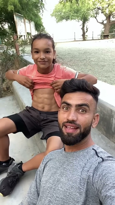 8 Pack Abs My Little bro and coach 😱😱😱 #shorts