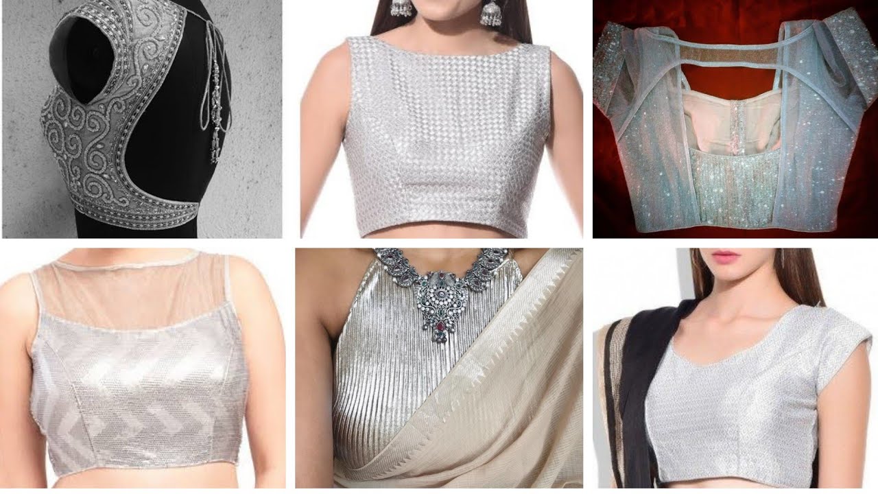 Sparkling Silver Colored Saree Blouse Designs To Brighten Up YourDay  Instantly 