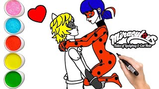 How to draw ladybug and cat noir together step by step easy