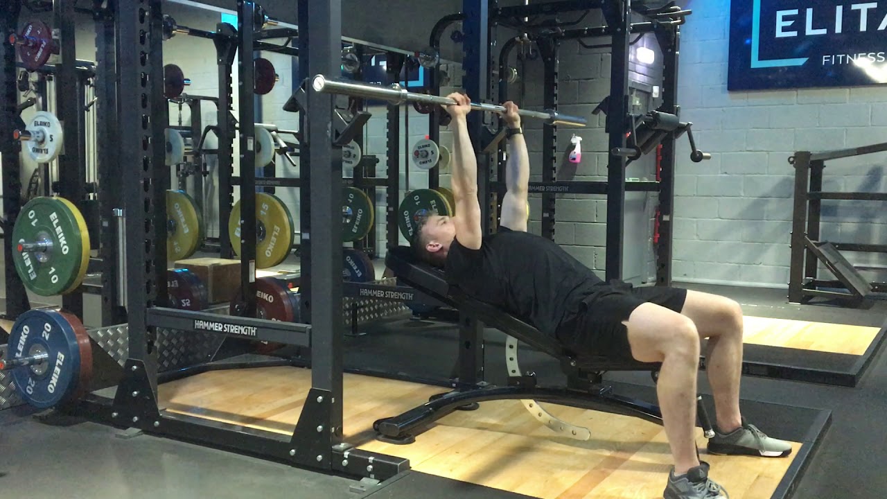 Incline Close Grip (Biacromial) Barbell Bench Press - YouTube