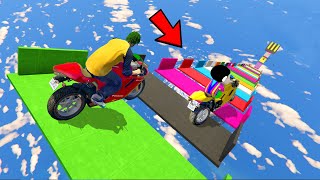 SHINCHAN  vs CHOP vs DUDE Colorful Ramp Jump in GTA 5