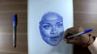 Drawing Rihanna || Ballpoint Pen Portrait | Gallery of My Imagination