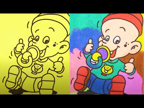 TÔ MÀU TRANH CÁT THE BOSS BABY 2 - NHÓC TRÙM | PINKY KIDS WORLD | COLORING PAGE WITH COLORED SANDS