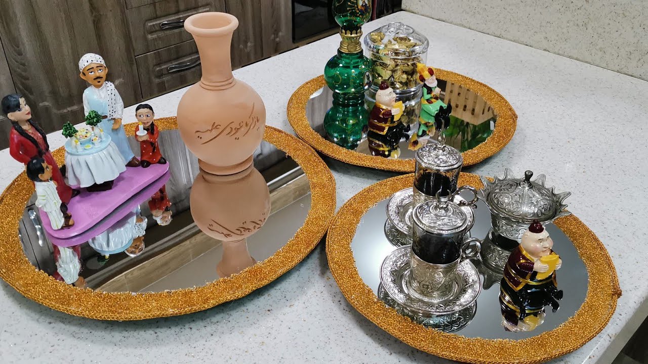 أعمال يدويه صواني من المرايا تجهيزات لرمضان والزكريا وجوله في معرض نورسين🌺