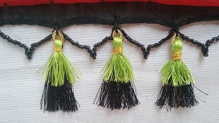 How to make double colour saree kuchu l DIY l silkthread saree tassels l saree kuchu design # 25