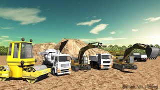 Hill Bridge Construction Excavator Crane | Game máy xúc, xe cần cầu, xe tải xe lu làm việc screenshot 5