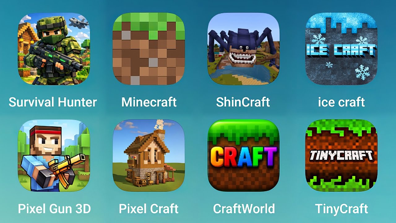 Survival Hunter, Minecraft, ShinCraft, Ice Craft, Pixel Gun 3D, Pixel Craft , Craft World, TinyCraft