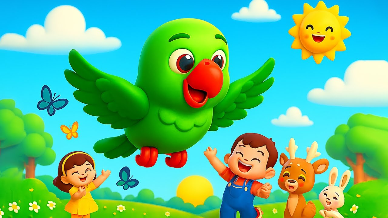 Main Tota Hare Rang Ka 🦜 | Super Fun Kids Action Song 2025 | Parrot Dance & Learning Rhyme 🎵💚✨