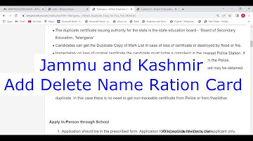 Jammu and Kashmir - Add or Delete Name in Ration Card (Online)