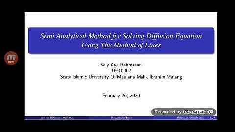 Semi Analytical Method for Solving Diffusion Equation Using The Method of Lines