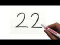 How to draw a cute Bird From Number 22 | Step by step - Easy drawing Cute bird by number 22