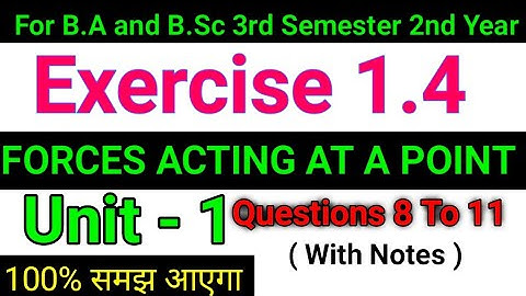 Exercise 1.4 Forces Acting At a Point Statics Math For B.Sc Second Year || 3rd Semester || Part-2