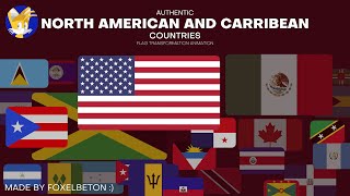 Authentic North American And Caribbean Countries + Puerto Rico Flag Transformation Animation
