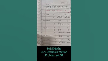 Std 5 - Problem Set 38 | #maths #mathssolutions #maharashtraboard #easymaths #yt #ytshorts #std5math