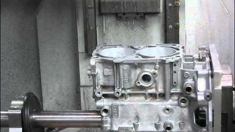 Subaru EJ20 sleeve boring to blueprint in RMC V40 4 axis CNC