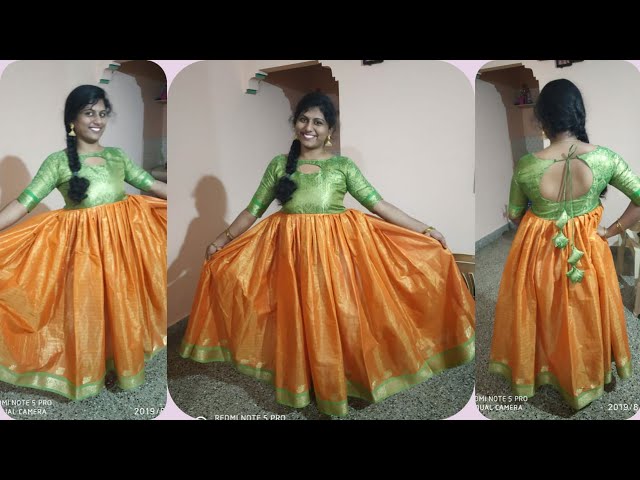 Anarkali dress cutting  stitching easily   Convert saree into long gown  frock dress  Saree reuse from anarkoli dress Watch Video  HiFiMovco