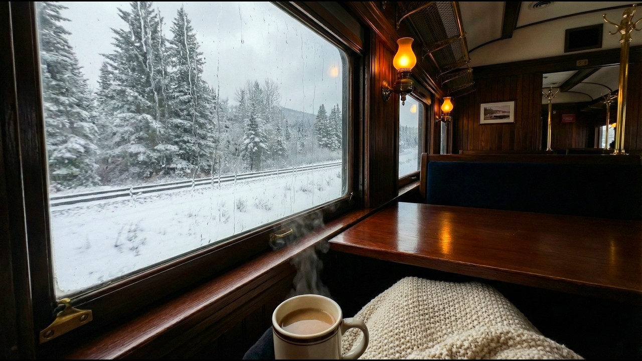 You are safe on a train in a Blizzard ❄️ Cozy Cabin, Warm Coffee & Snow Sounds