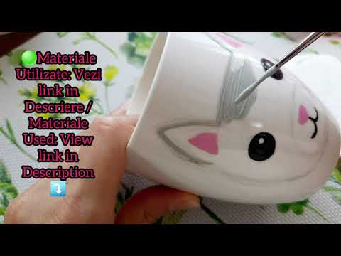 How to Paint a Cute CAT on Mug?🐱Cum se Pictează o PISICĂ?🐈 Vezi materiale necesare în descriere #65