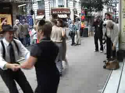 Dancing outside the London Palladium before Debbie...