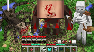MINECRAFT GIANT MUTANT TITAN SPIDER SKELETON VILLAGER VS 100000 NOOB VILLAGERS