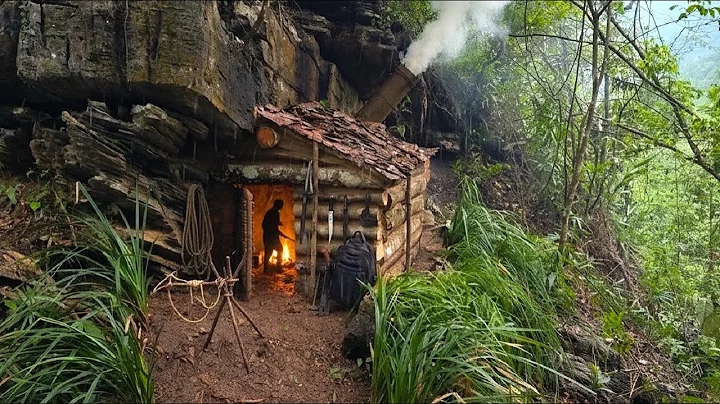 I Built a Hidden Survival Cabin Inside a Giant Rock and Lived Here Alone
