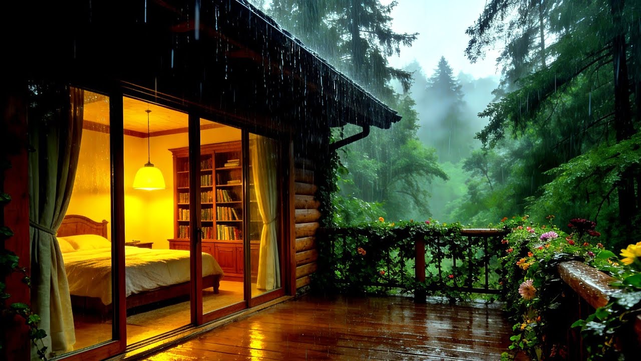 Лесная хижина под мягким дождем ☔ | Расслабьтесь и естественно засните