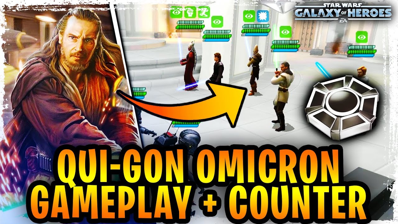 QUI-GON JINN OMICRON COUNTER w/JEDI SQUAD - SWGOH GAC 