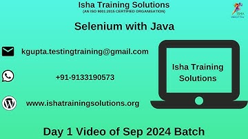 Selenium with Java  Day 1 Video On 19th Sept 2024.Call or WhatsApp us on +91-9133190573 to Enroll.
