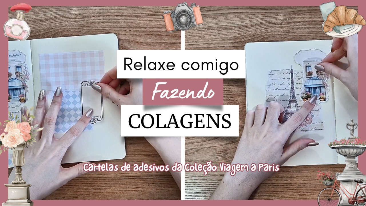 Colagem utilizando a Coleção de cartelas de adesivos 