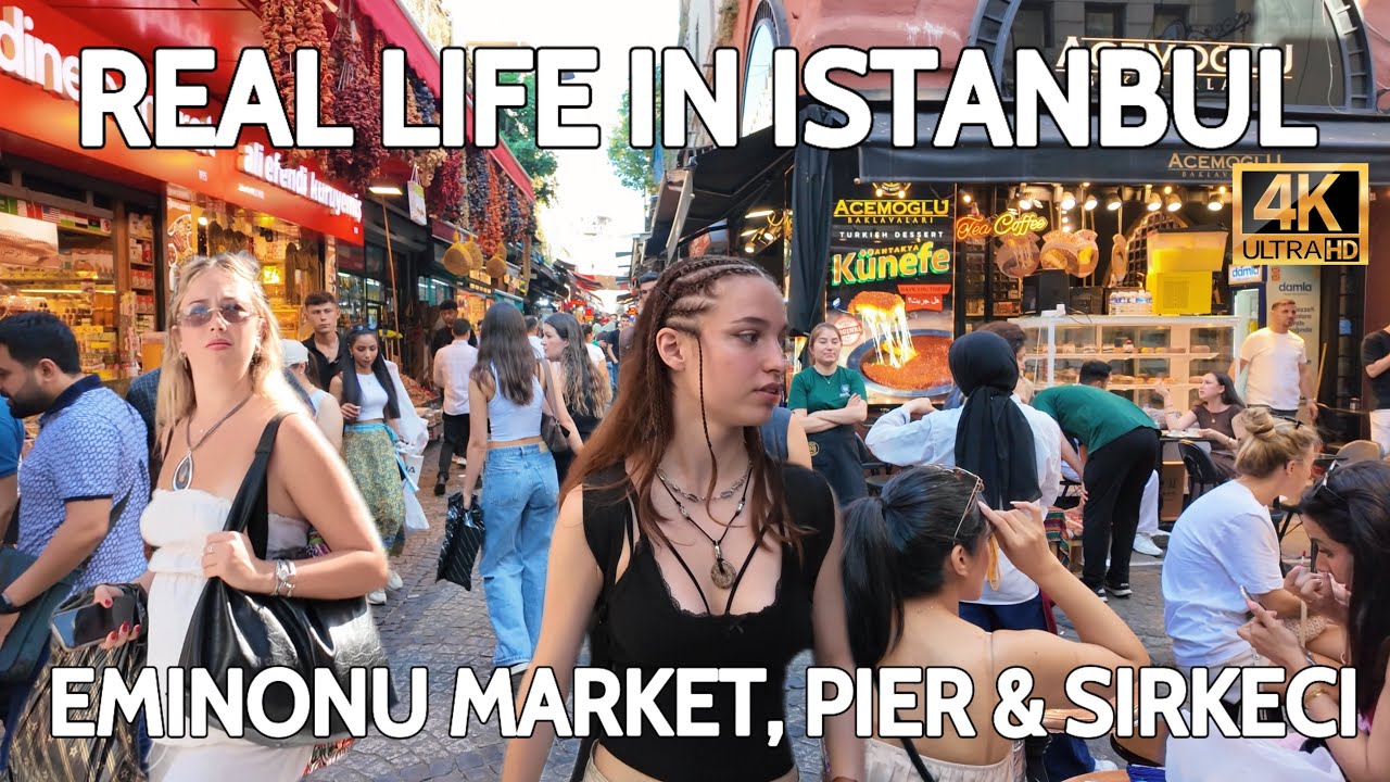 Стамбул Турция 2025 | Реальная жизнь на пирсе базара Эминёню | Сиркечи | 4K пешеходная экскурсия