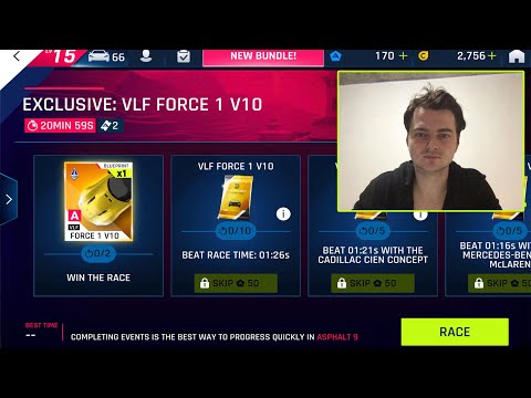 играю Асфальт 9 дейли ивент собираем чертежи VLF Force 1 v10