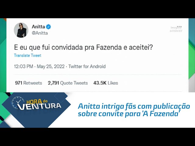 Anitta intriga fãs com publicação sobre convite para 'A Fazenda'