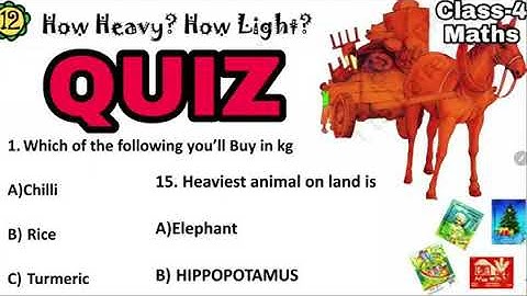 QUIZ / How Heavy? How Light ? Class-4 Maths chapter Extra MCQ QUESTION Answers by KV Teacher
