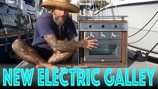 ALL ELECTRIC GALLEY on a Vintage Sailboat! Introducing Triteia's New Custom Upcycled Electric Stove!