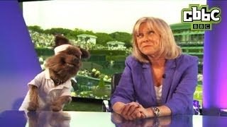 Wimbledon 2014  Sue Barker and Hacker the dog  CBBC