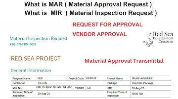 What is Material Approval Request  & Material  Inspection Request  MAR & MIR in Construction Project
