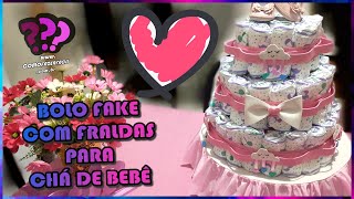 BOLO FAKE DE FRALDAS PARA CHÁ DE BEBÊ FÁCIL E BARATO DIY