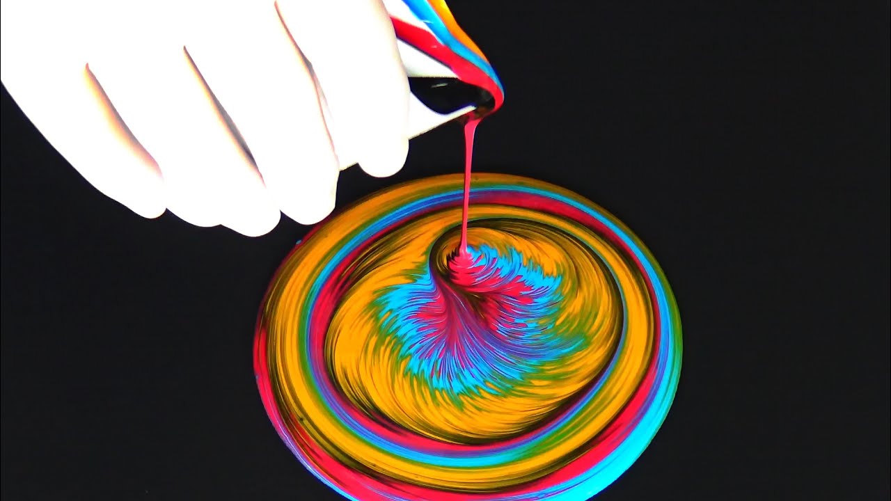 450) SPLIT CUP pour with AMAZING details ~ Acrylic pouring technique ~ Spin  art ~ Relaxing art 