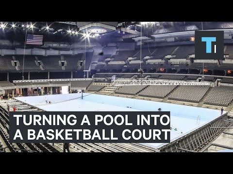 Turning a pool into a basketball court