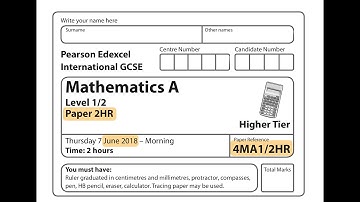IGCSE Mathematics June 2018 - 4MA1/2HR