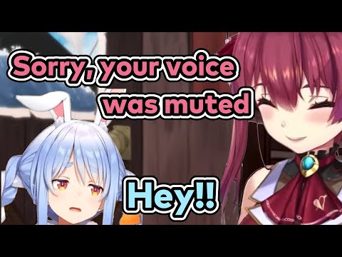 [Eng Sub] Marine: "Sorry, your voice was muted. Do it again" (Houshou Marine/Usada Pekora)[Hololive]