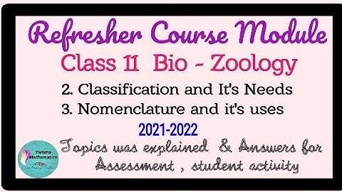 Refresher course module bio-zoology ~ lesson 2 and 3  Answers