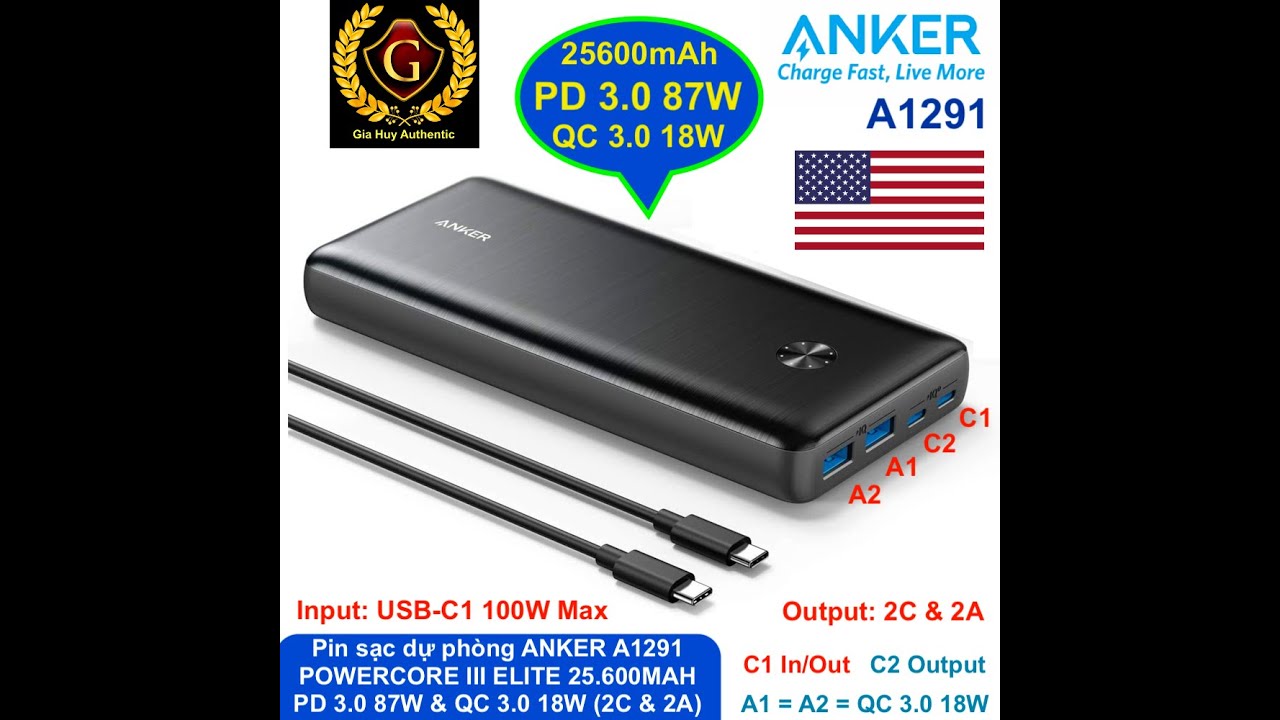 ANKER PowerCore III Elite 87W 25600 (A1291H11) - buy power bank