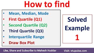 How to find Mean Median Mode Draw Box Plot Quartile Q1 Q2 Q3 & Inter Quartile Range by Mahesh Huddar