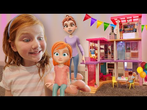 ADLEY helps BARBiE plan a Dream House Party using CARTOON MAGiC!! Learning to surprise new friends!