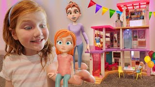 ADLEY helps BARBiE plan a Dream House Party using CARTOON MAGiC!! Learning to surprise new friends!
